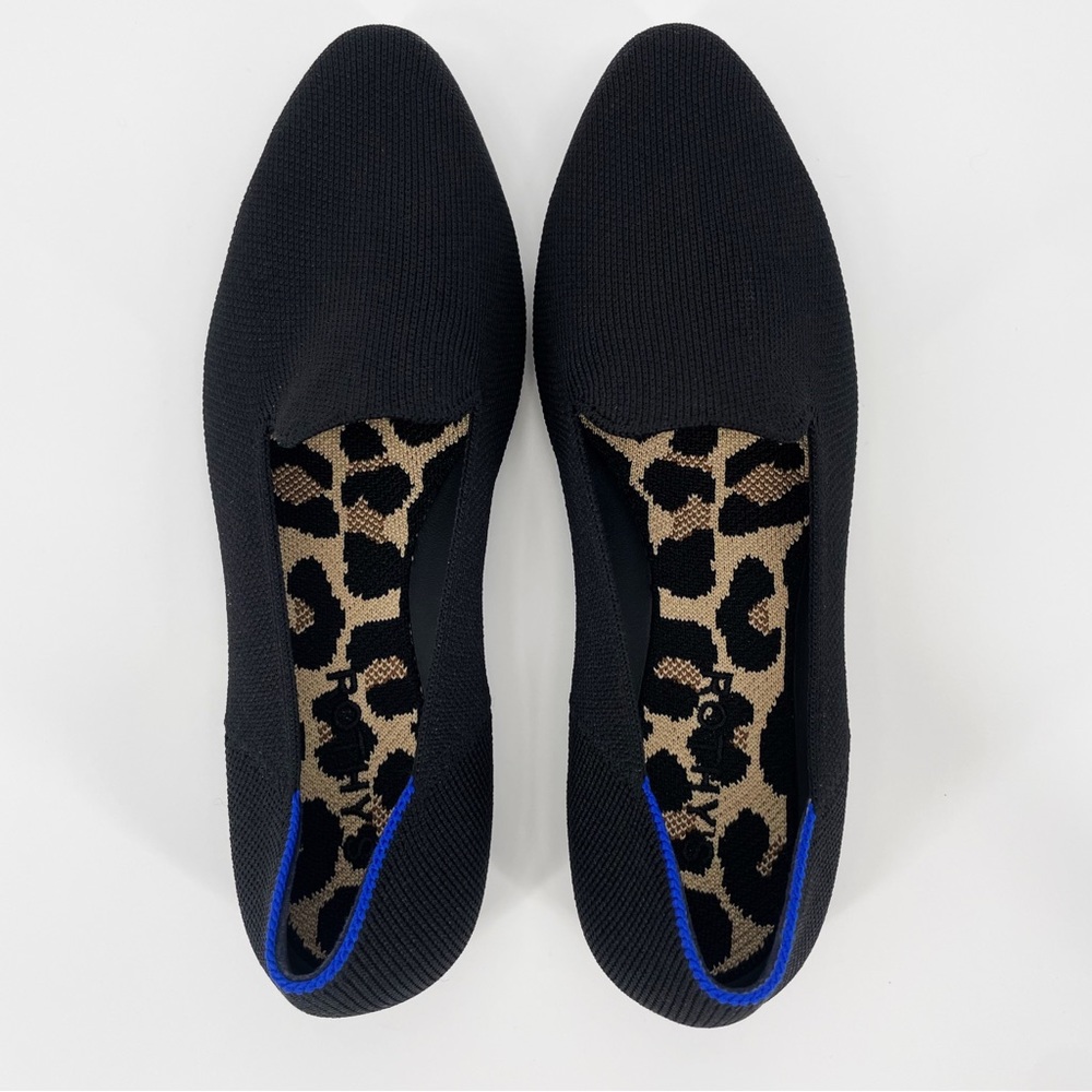 Rothy’s The Almond Loafer in Black Flats Shoes Leopard Print